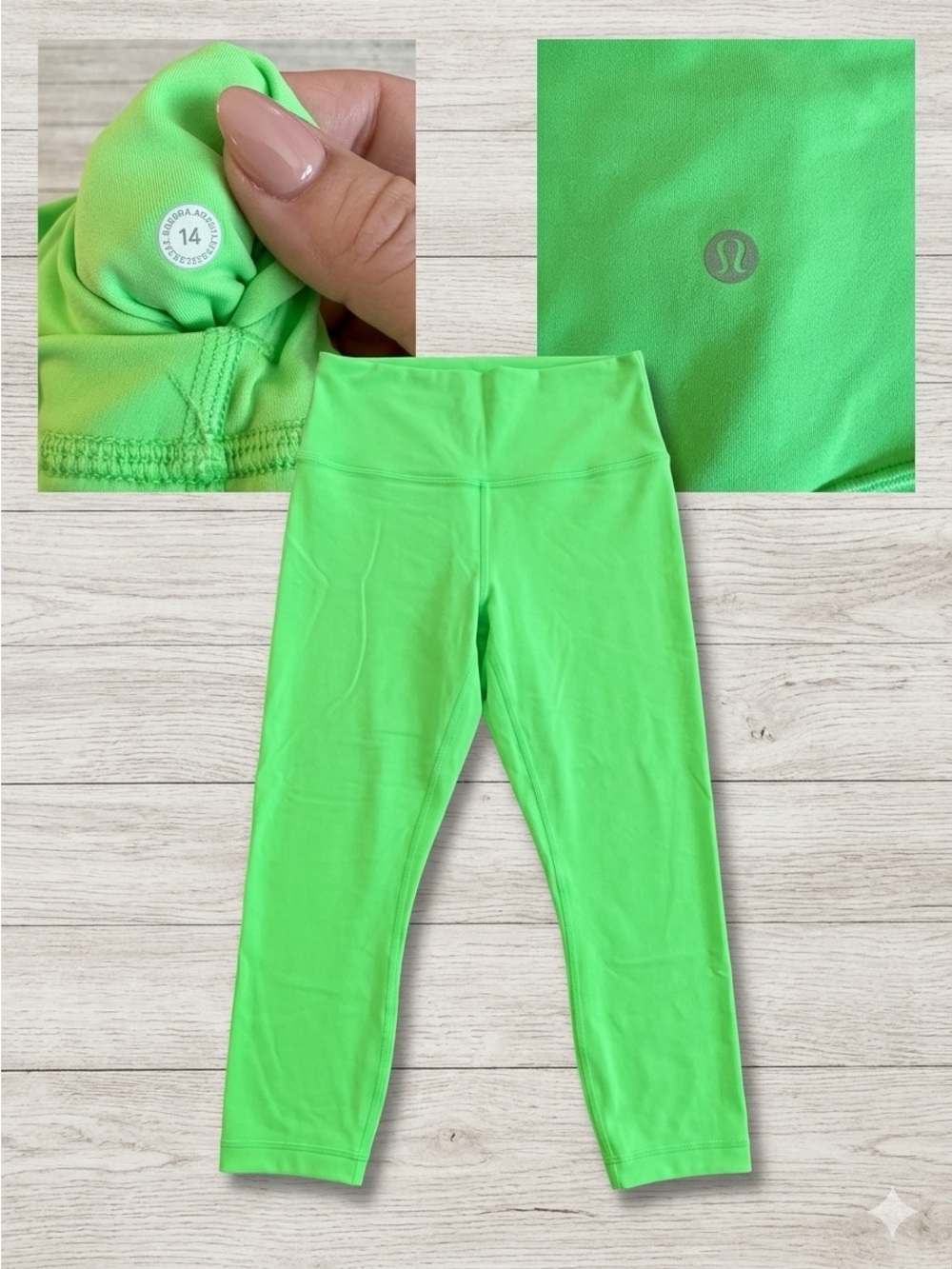 Lululemon NWOT Align High Rise Cropped Leggings Lime / Neon Green 14